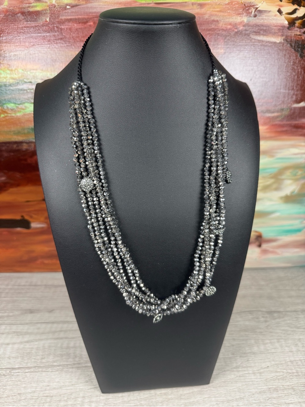 Multi-Strand Hematite Beaded Necklace - Elegant Gray